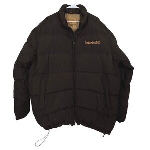 Timberland Men's Puffer Jacket Brown Full Zip Quilted Insulated 3XL Big Tall